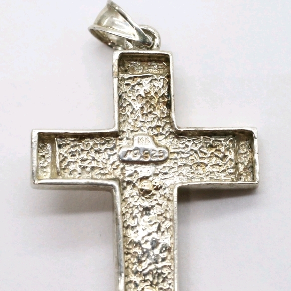 Sterling Silver/14K Gold Crucifix Cross & Sterling Silver Rope Chain 35 Grams - Picture 4 of 13